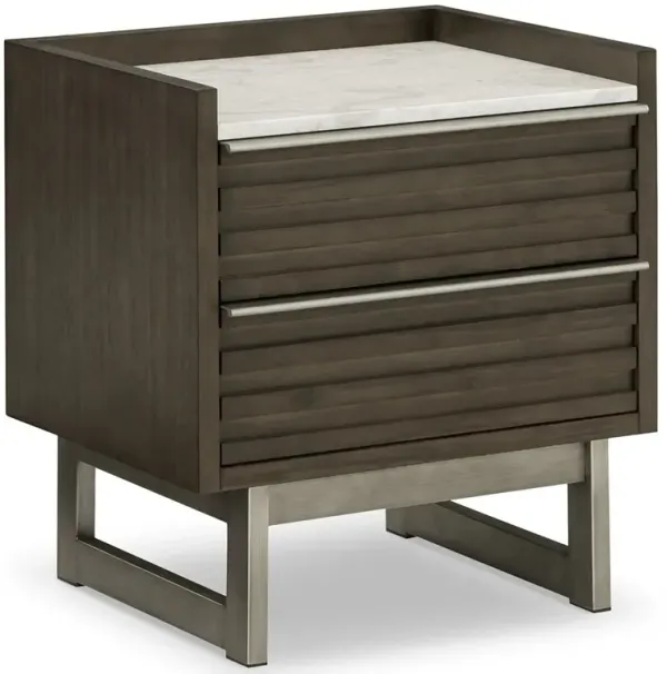 Arkenton - Grayish Brown / White - Two Drawer Night Stand