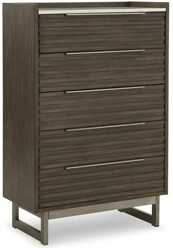 Arkenton - Grayish Brown / White - Five Drawer Chest