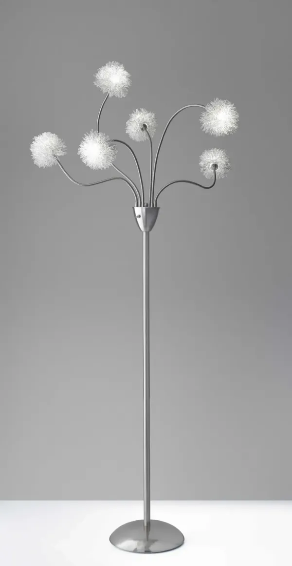 Six Light Tree Floor Lamp - Silver