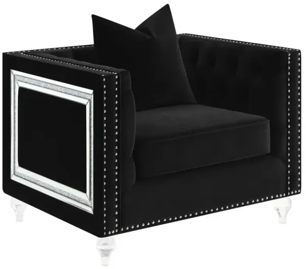 Delilah - Upholstered Tufted Tuxedo Arm Accent Chair - Black