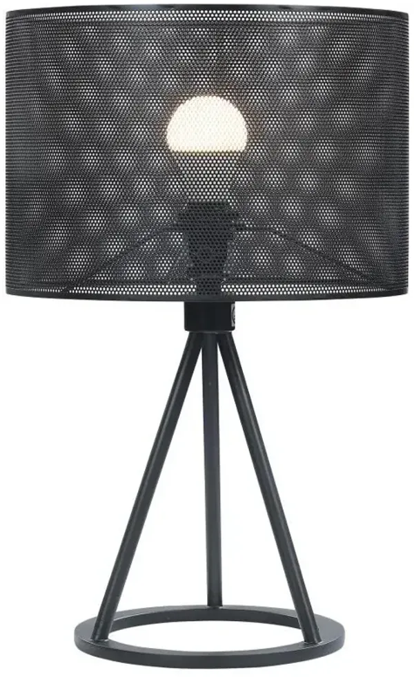 Chapin - Metal Mesh Drum Shade Table Lamp - Black