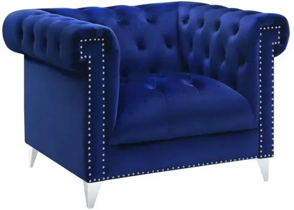 Bleker - Upholstered Tuxedo Arm Tufted Accent Chair - Blue