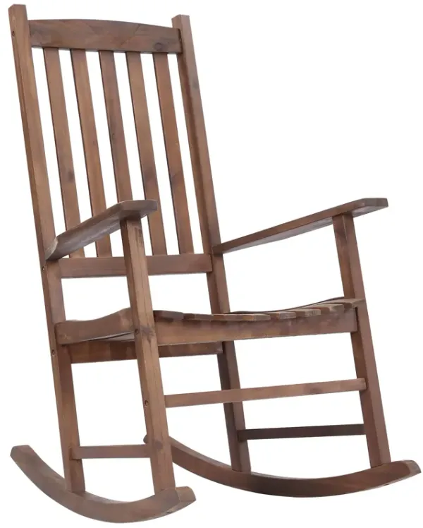 Outdoor Acacia Rocking Chair, Rustic Traditional Patio Rocker Chair 1 Piece Single Pack - Brown