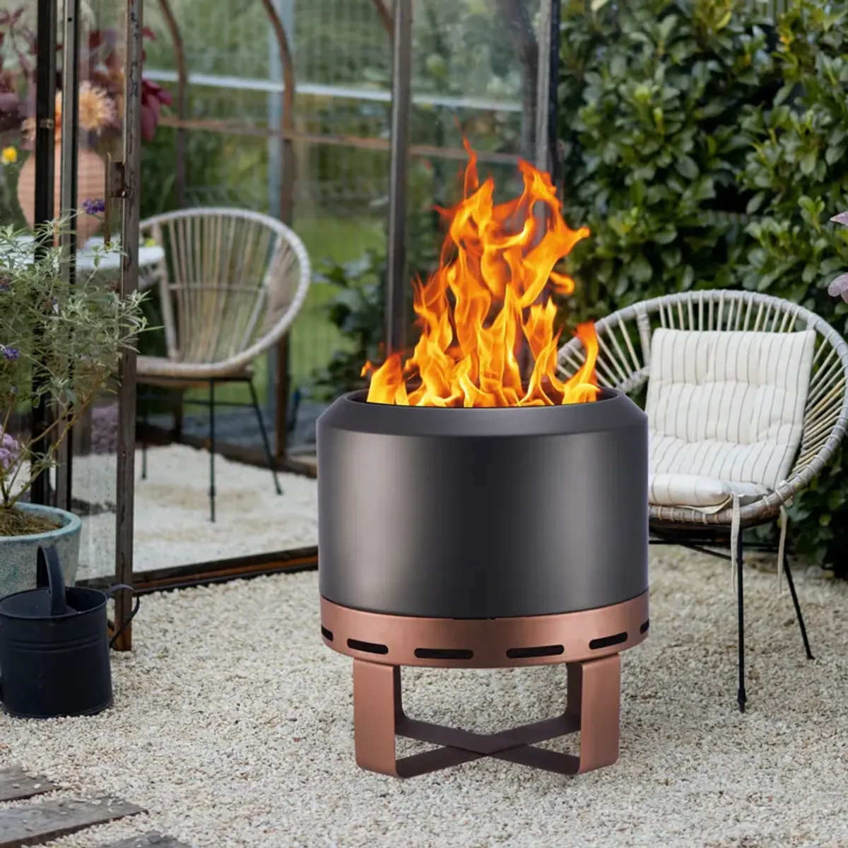 Outdoor Smokeless Fire Pit Stove For Camping Bonfire, Burning Fire Place With Stand For Outside