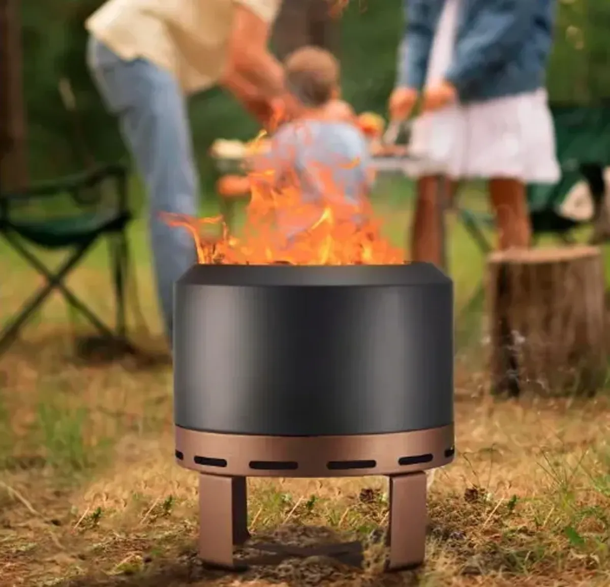 Outdoor Smokeless Fire Pit Stove For Camping Bonfire, Burning Fire Place With Stand For Outside