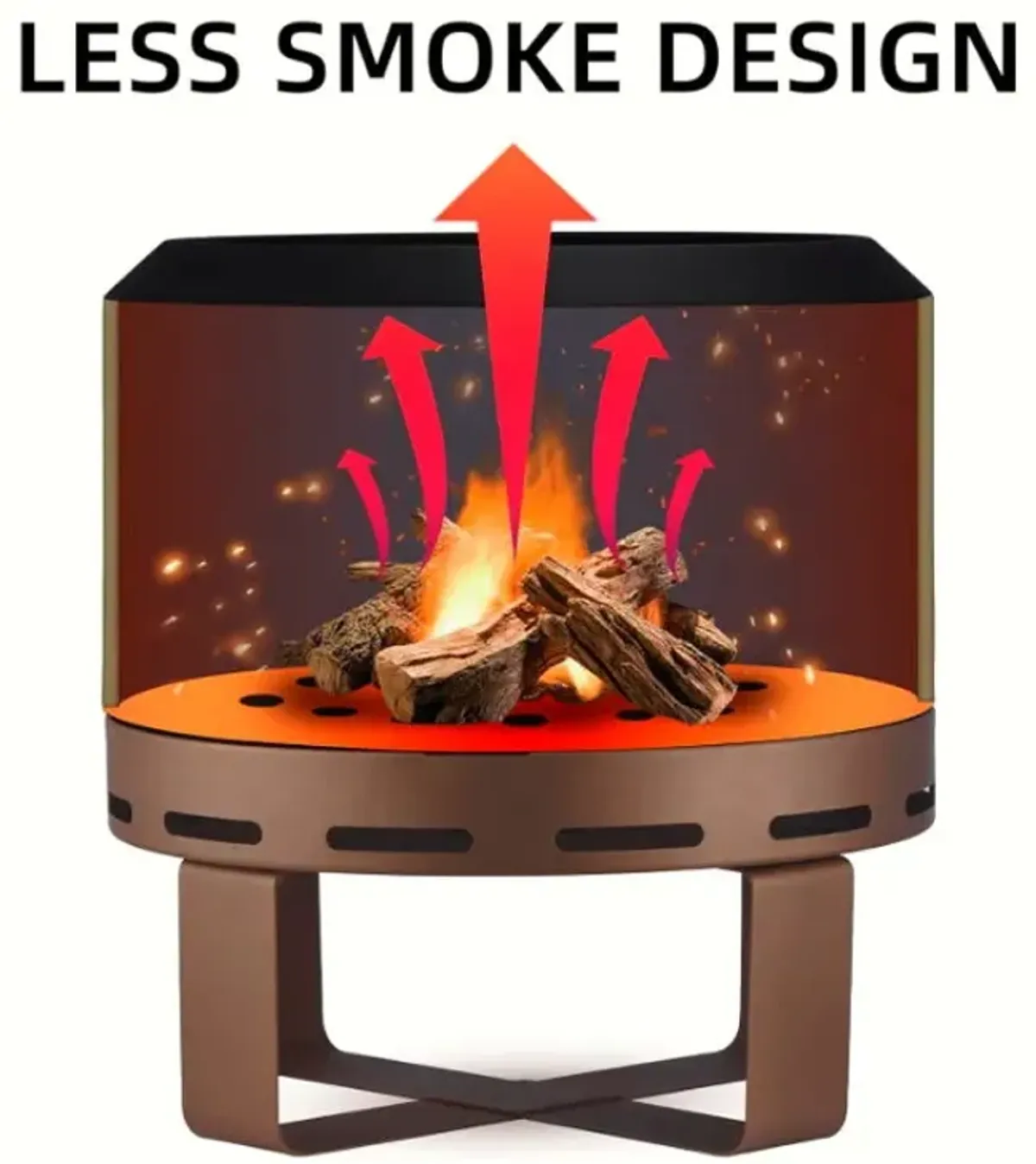 Outdoor Smokeless Fire Pit Stove For Camping Bonfire, Burning Fire Place With Stand For Outside