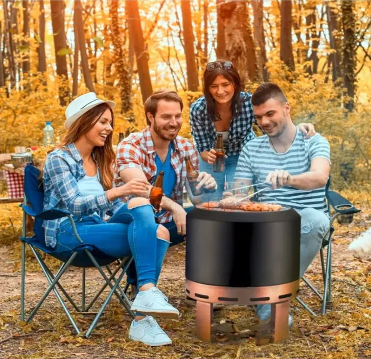 Outdoor Smokeless Fire Pit Stove For Camping Bonfire, Burning Fire Place With Stand For Outside