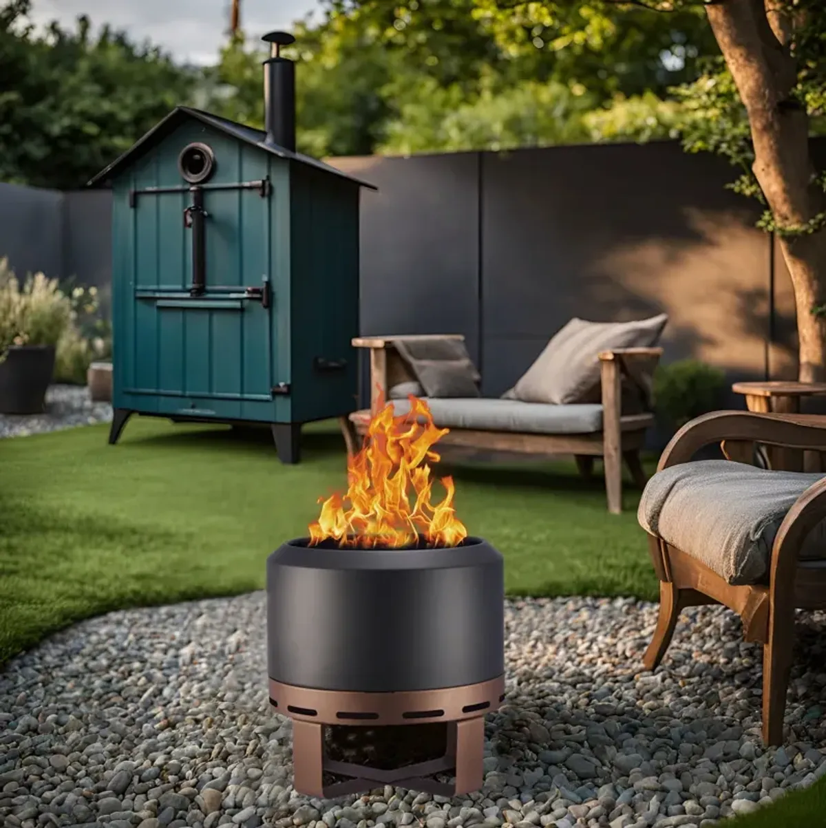 Outdoor Smokeless Fire Pit Stove For Camping Bonfire, Burning Fire Place With Stand For Outside