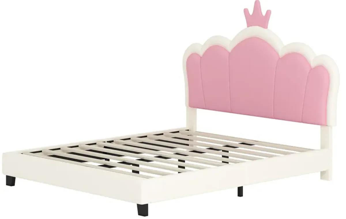 Upholstered Princess Platform Bed With Crown Headboard