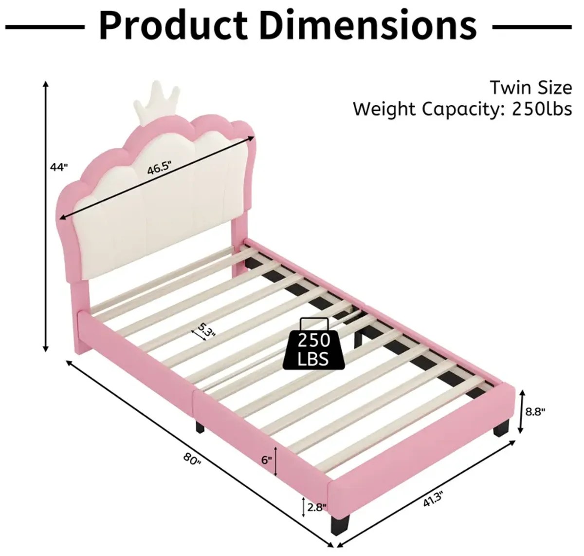 Upholstered Princess Platform Bed With Crown Headboard