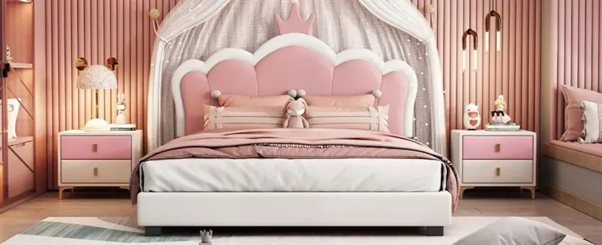Upholstered Princess Platform Bed With Crown Headboard