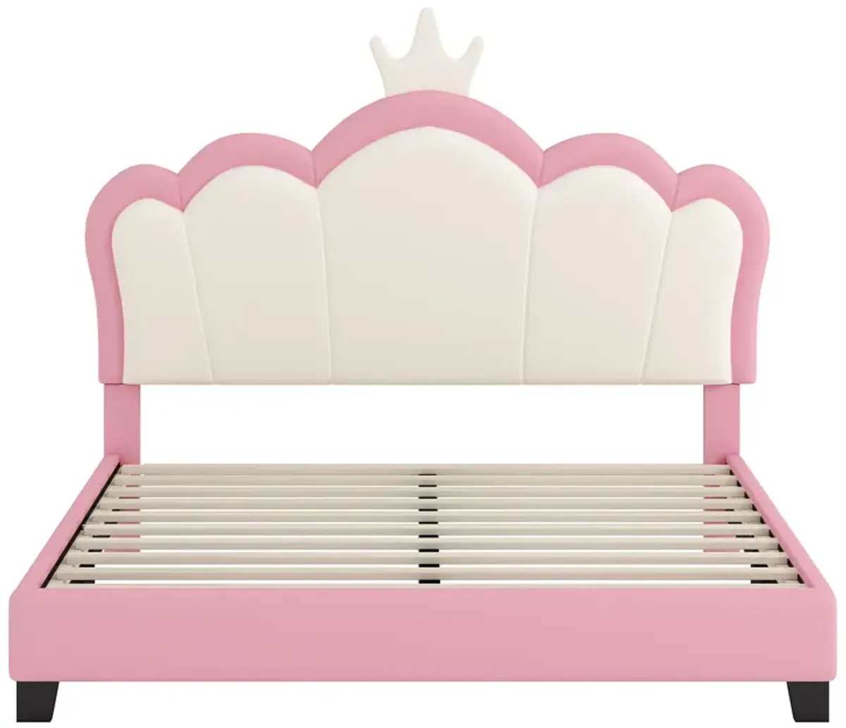 Upholstered Princess Platform Bed With Crown Headboard