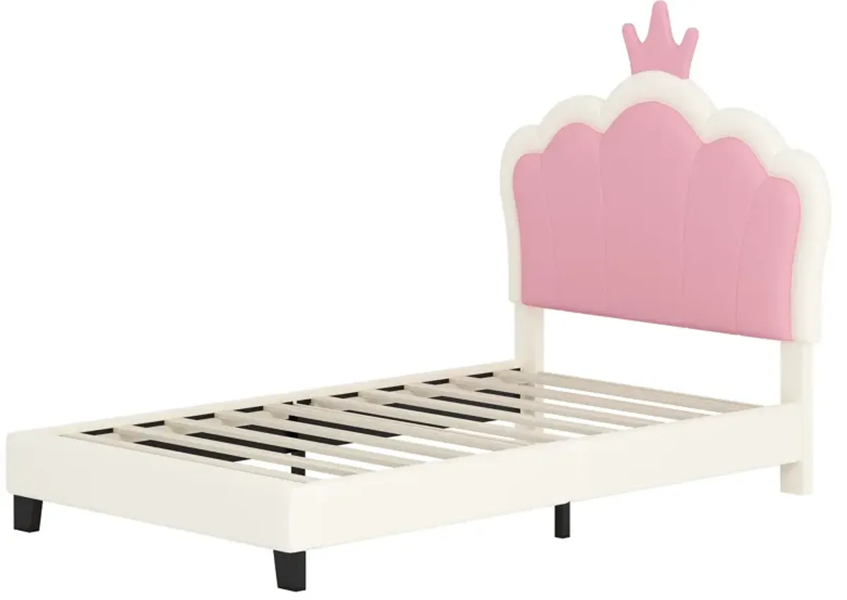Upholstered Princess Platform Bed With Crown Headboard
