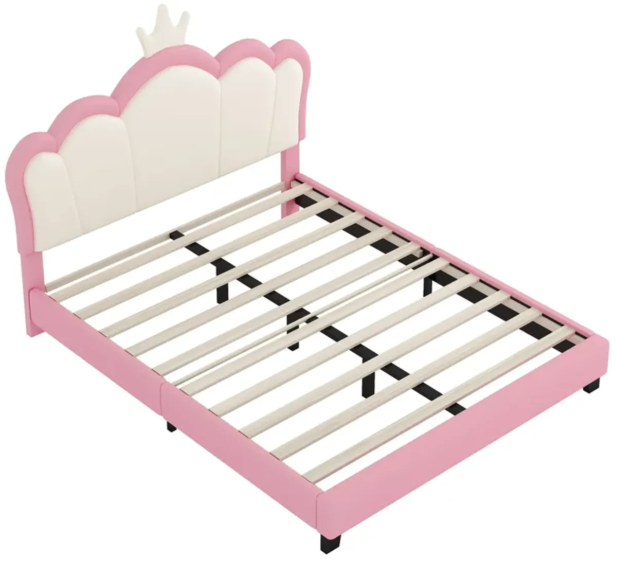 Upholstered Princess Platform Bed With Crown Headboard