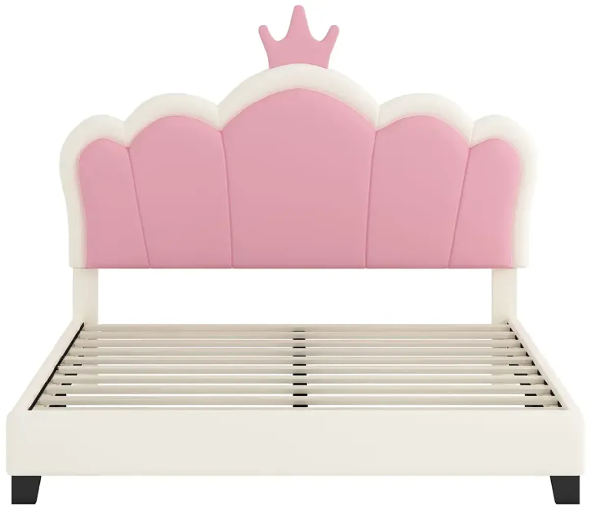 Upholstered Princess Platform Bed With Crown Headboard
