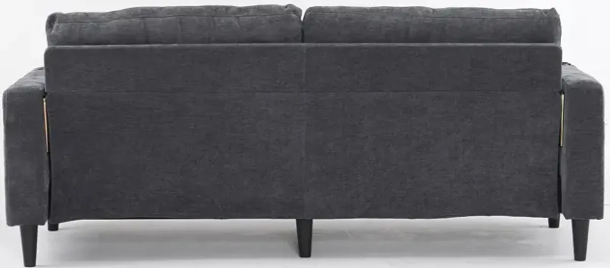 3 Seat L-Shaped Chenille Sofa With Removable And Storage Ottoman, Side Storage, And USB / C - Type Charging Ports Sofa For Living Room
