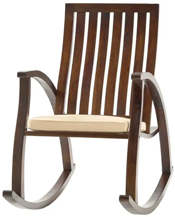 Acacia Wood Rocking Chair With Cushion - Brown