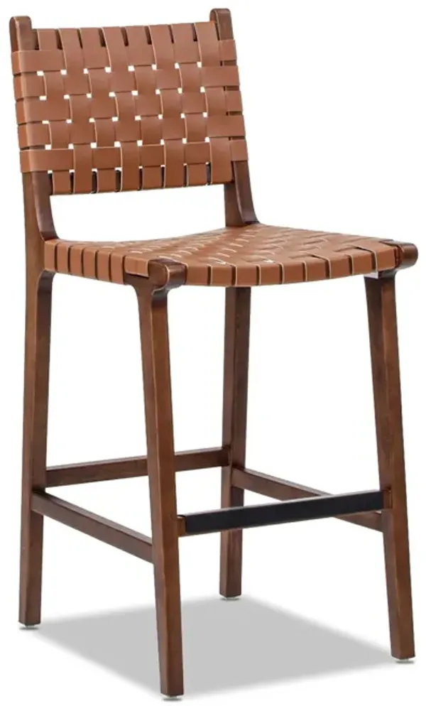 Andre - Counter Stool With Back - Pecan Brown