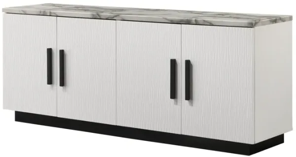 Matilda - Cabinet Console Table With White Faux Marble Top - White