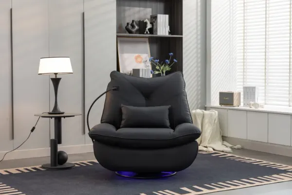 270 Swivel Glider Recliner Chair, Power Recliner Rocking Chair, USB Port Charge For Nursery Chair With Atmosphere Lamp For Living Room Bedroom Apartment