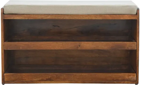 Pull Out Shoe Bench - Chestnut / Mud Linen