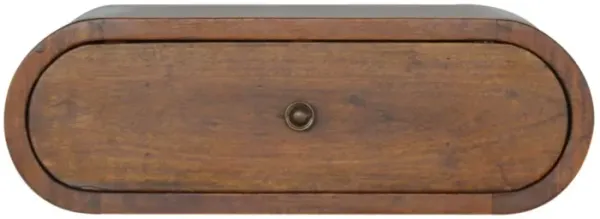 Wall Mounted Round Bedside Table - Chestnut
