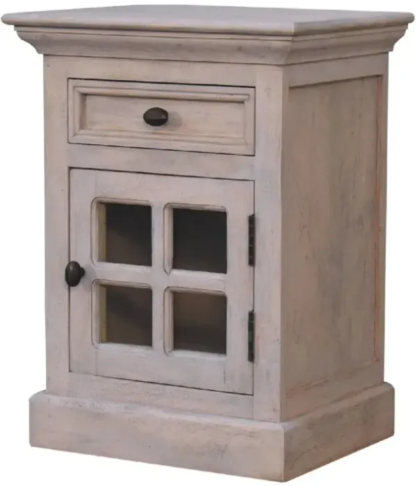 Glazed Bedside Table - Stone White
