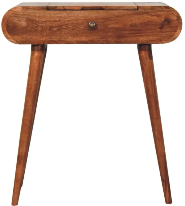 Mini Dressing Table With Foldable Mirror - Caramel