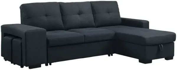 Lucas - Linen Sleeper Sectional Sofa With Reversible Storage Chaise - Dark Gray