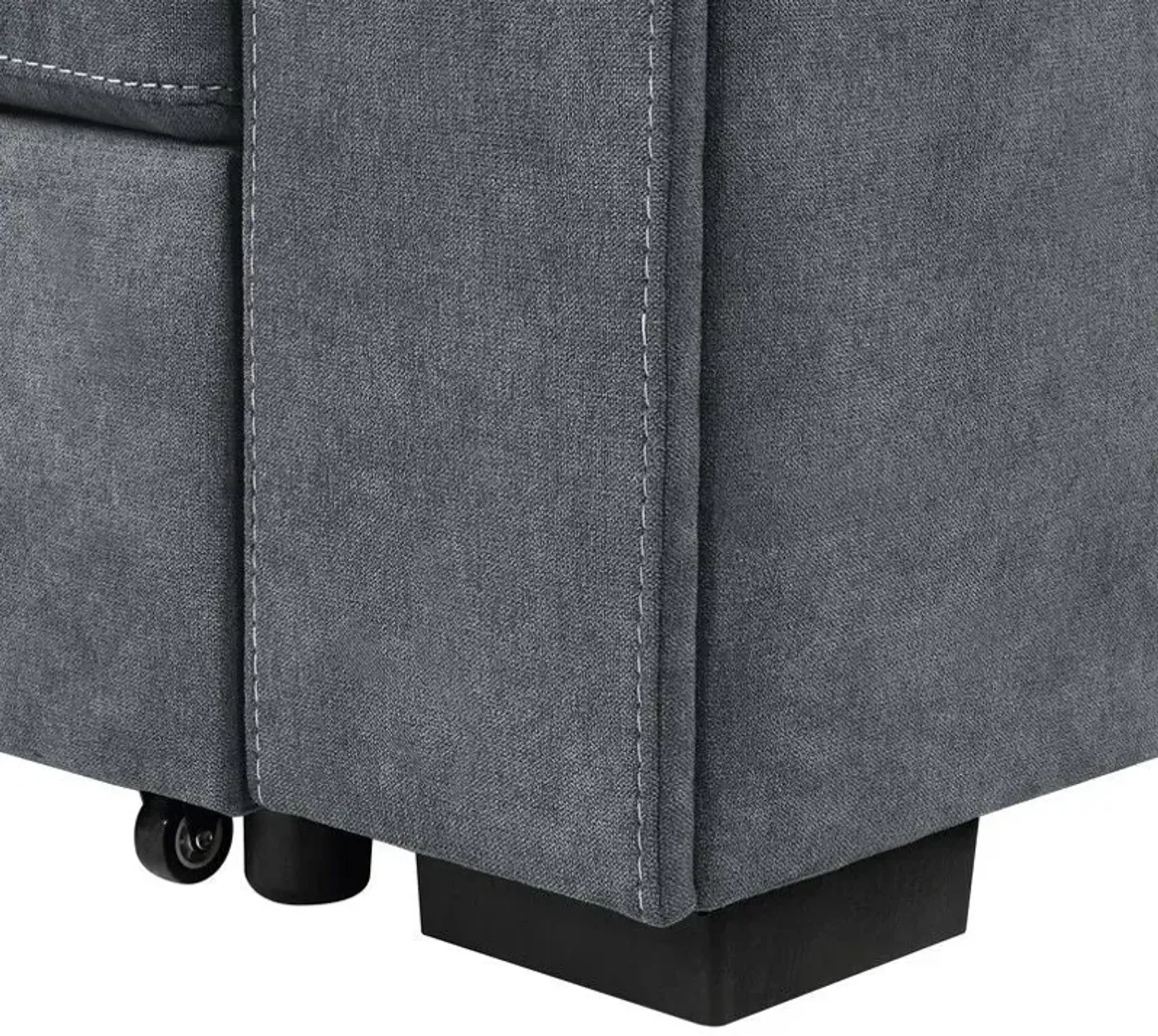 Toby Woven Fabric Reversible Sleeper Sectional Sofa With Storage Chaise ...
