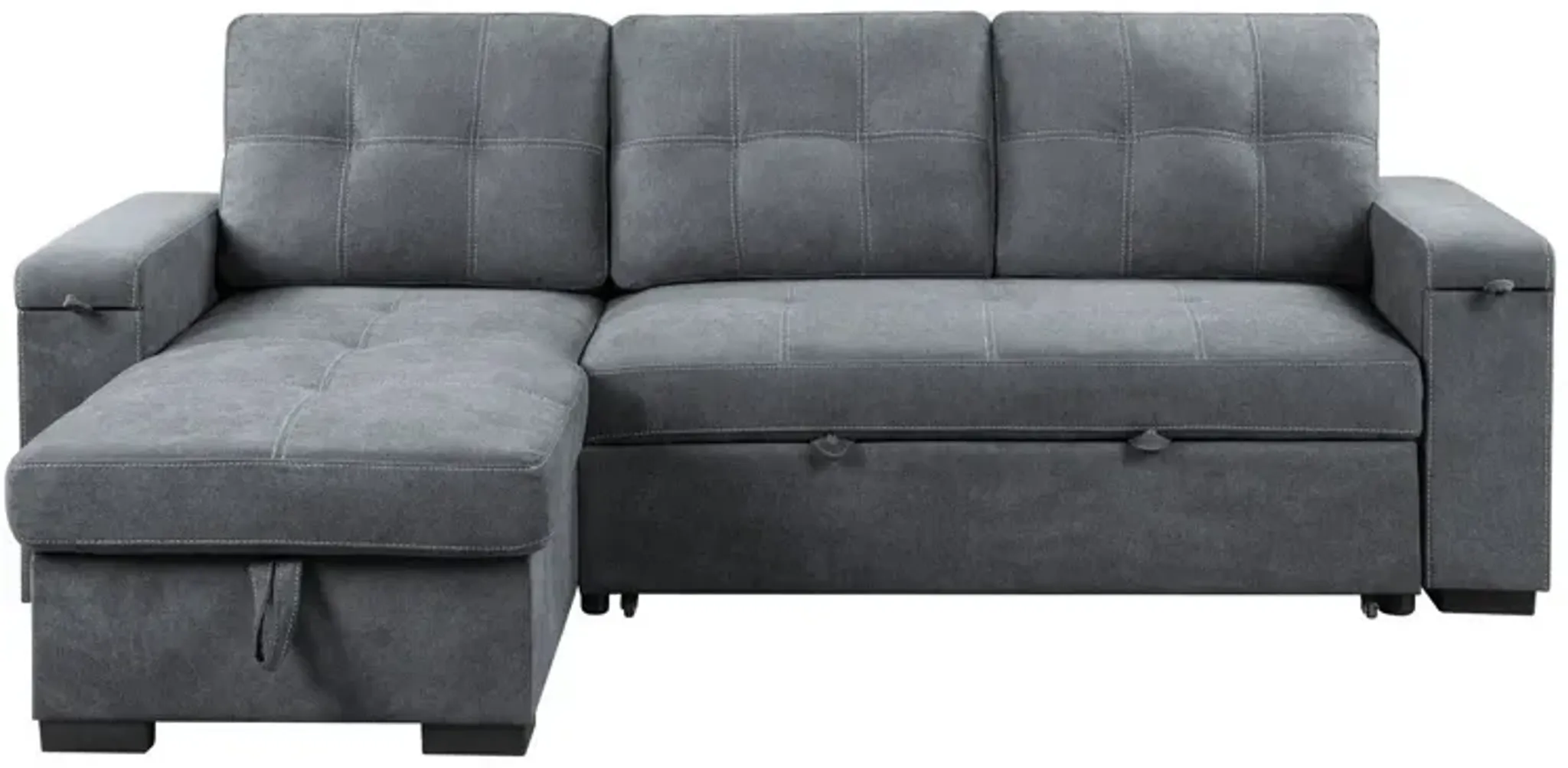 Toby Woven Fabric Reversible Sleeper Sectional Sofa With Storage Chaise ...