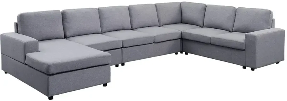 Tifton - Linen 7 Seat Reversible Modular Sectional Sofa Chaise
