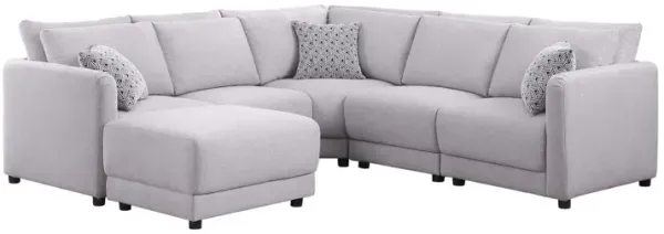 Penelope - Fabric Reversible Modular Sectional Sofa With Ottoman And Pillows