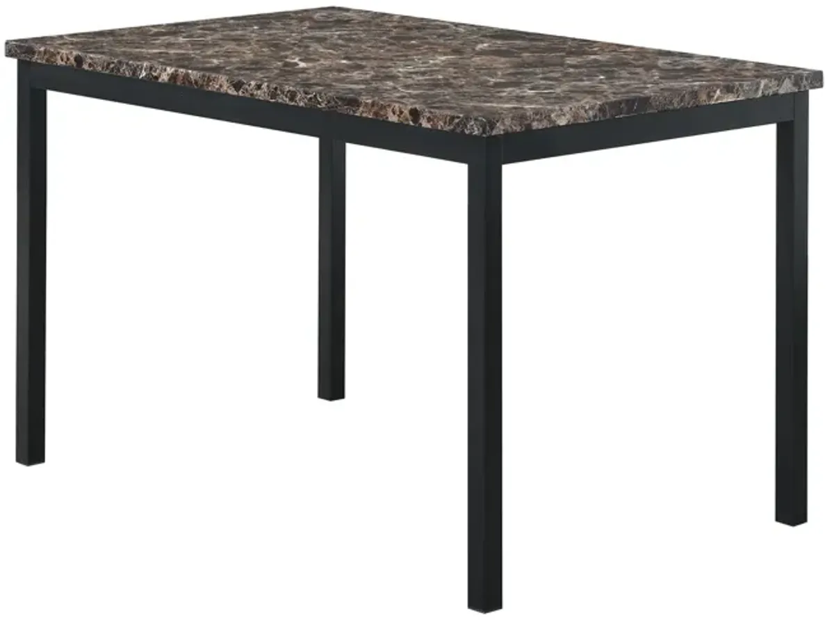 5 Piece Dinning Set With Faux Marble Top, Table & 4 Chairs - Black
