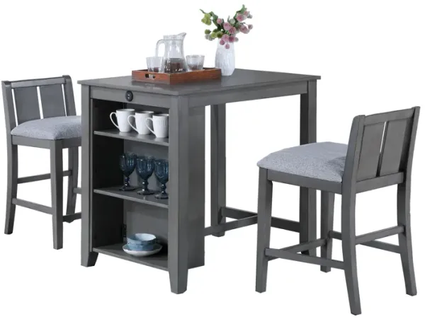 Graham - 3 Piece Small Space Counter Height Dining Table With Shelves And 2 Chairs (Set of 3)