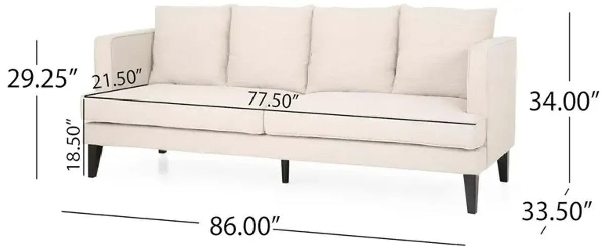 Comfy 3 Seat Sofa With Tufted Back And Arm, Modern For Living Room - Beige