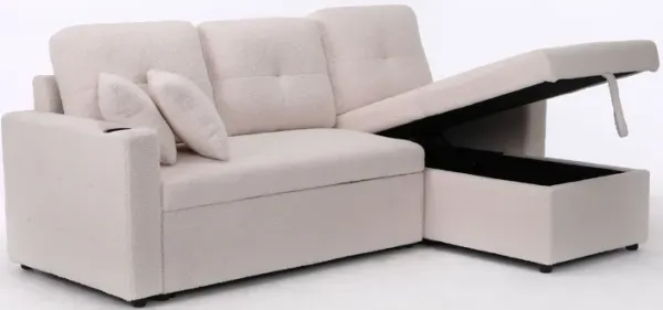 Lambswool - Pull Out Sleeper Sectional Sofa With Storage Chaise