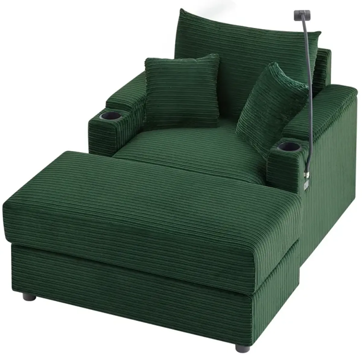 Modern Style Loveseat Sofa Sectional Sofa Couch With Storage Space, A Movable Ottoman, Two USB Ports, Two Cup Holders, A Phone Holder For Living Room