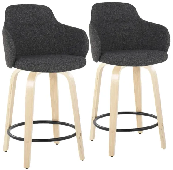 Boyne - Contemporary Fixed Height Counter Stool With Swivel (Set of 2) Round Footrest