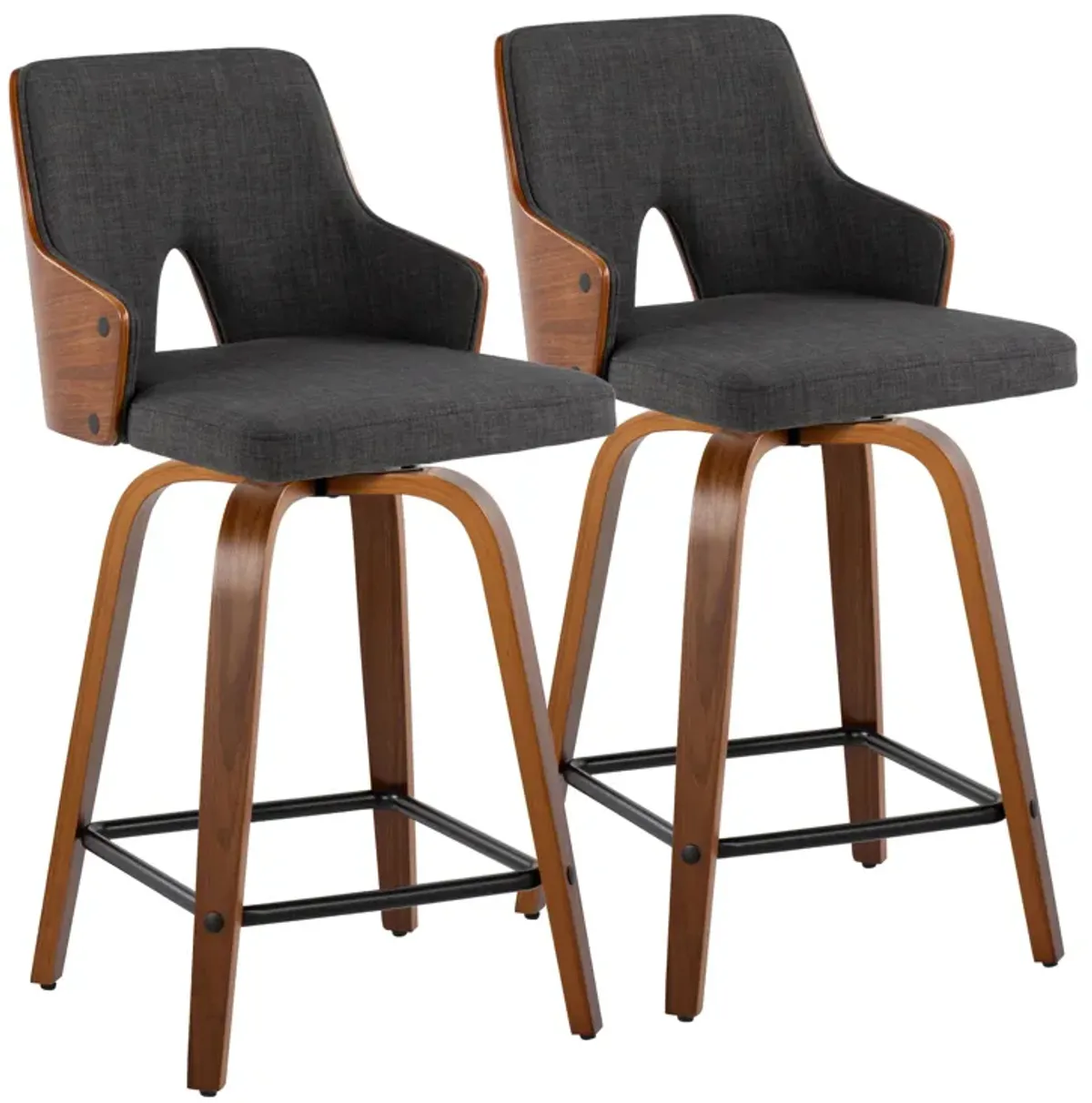 Stella - Mid Century Modern Fixed Height Counter Stool With Swivel (Set of 2)