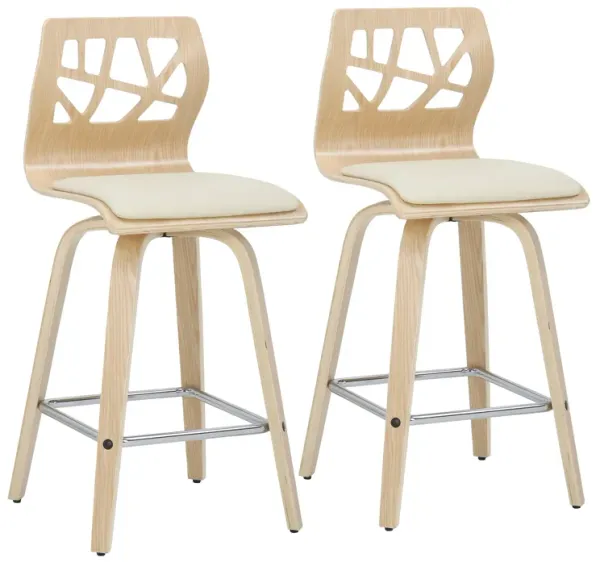 Folia - Mid Century Modern Counter Stool With Footrest (Set of 2)