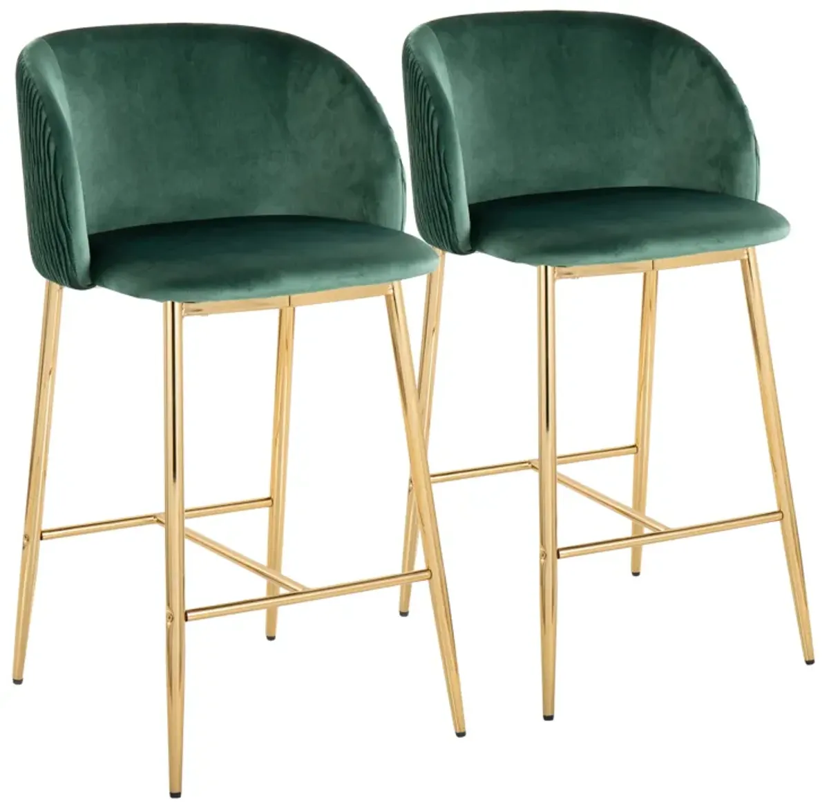 Fran - Pleated Waves Contemporary / Glam Fixed Height Counter Stool (Set of 2)