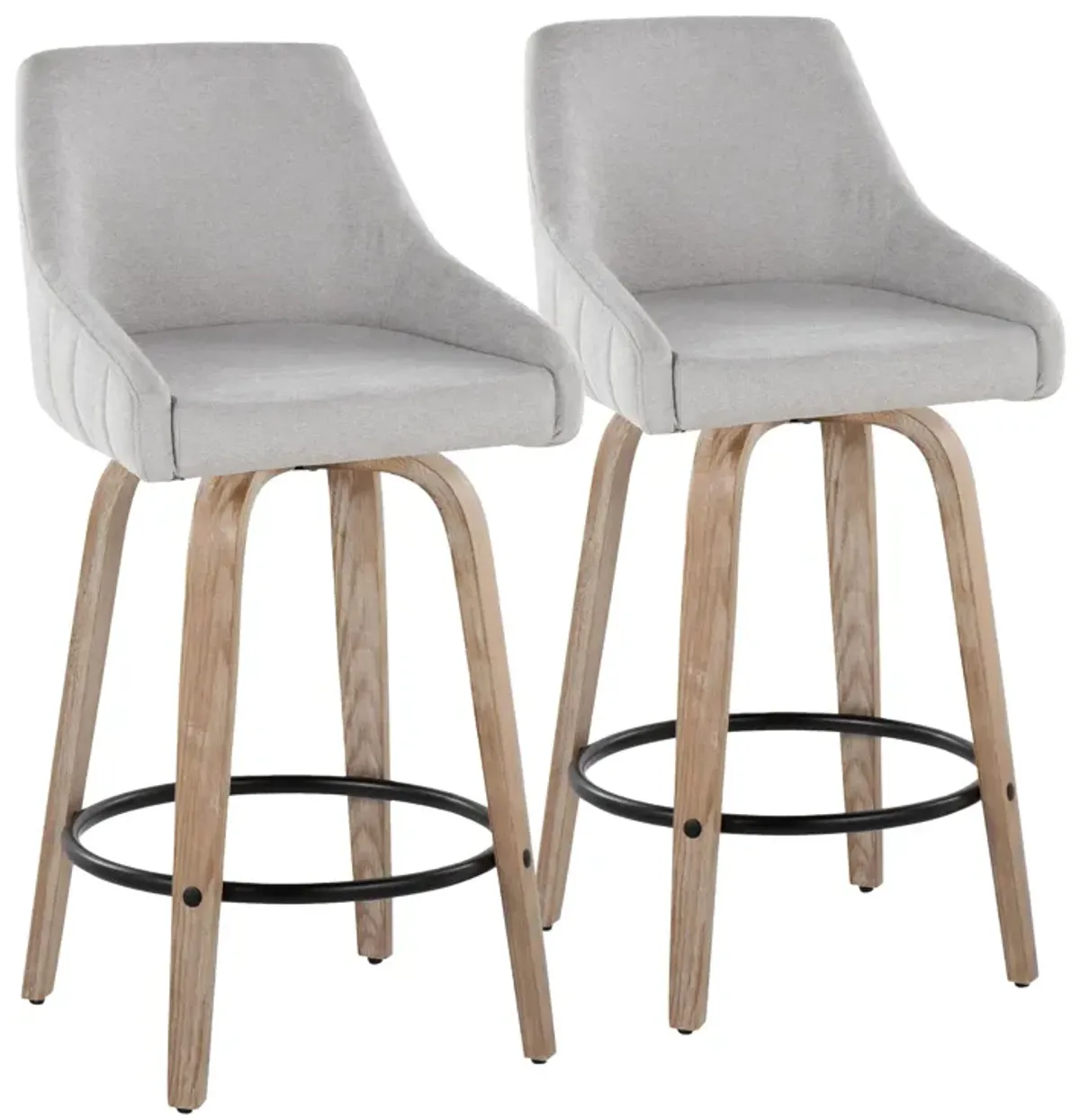 Hannah - Transitional Fixed Height Counter Stool With Swivel With Round Footrest (Set of 2)