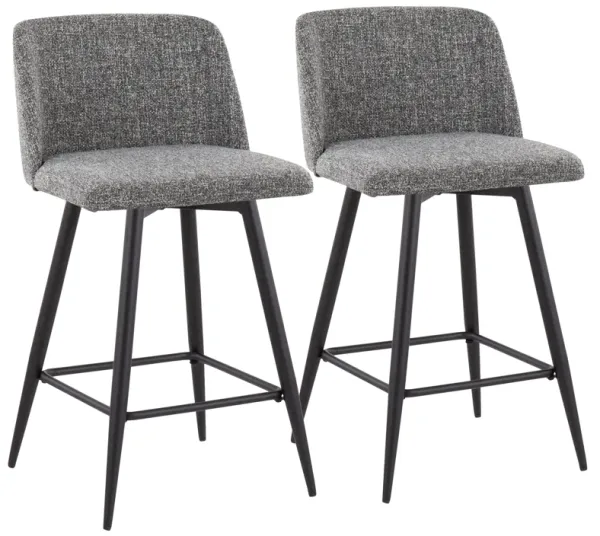 Toriano - Contemporary Fixed Height Counter Comfort Stool With Swivel With Square Footrest (Set of 2)