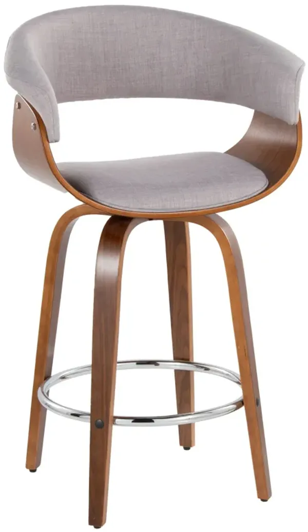 Vintage Mod - Mid Century Modern Fixed Height Counter Stool With Swivel With Round Footrest (Set of 2)