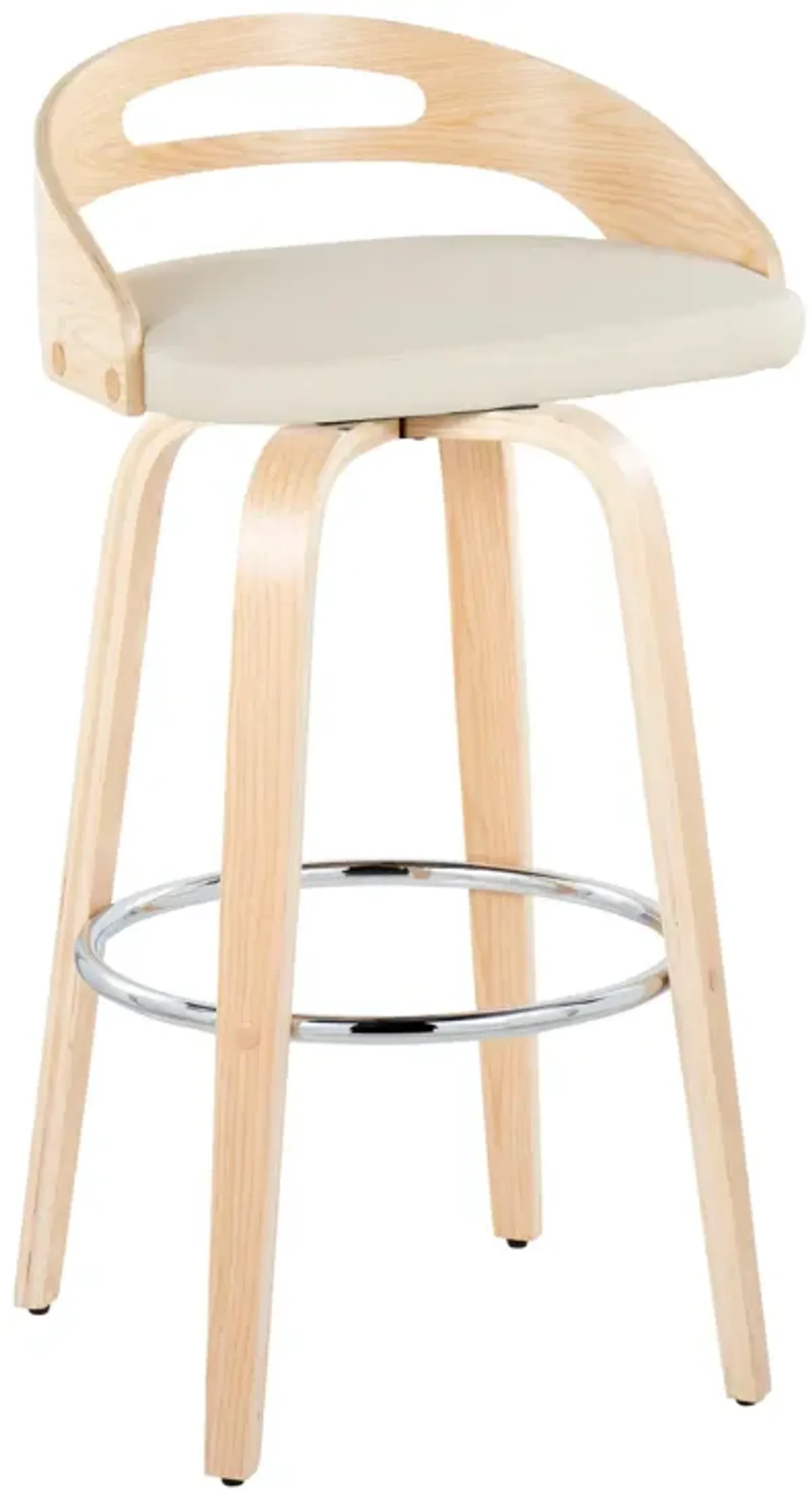 Cassis - Contemporary Fixed Height Barstool With Swivel With Round Footrest (Set of 2)