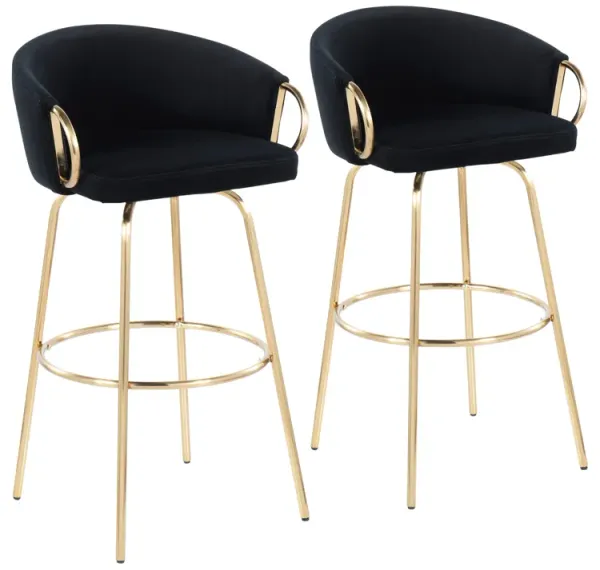 Claire - Contemporary / Glam Fixed Height Bar Stool (Set of 2) Round Footrest (Set of 2)