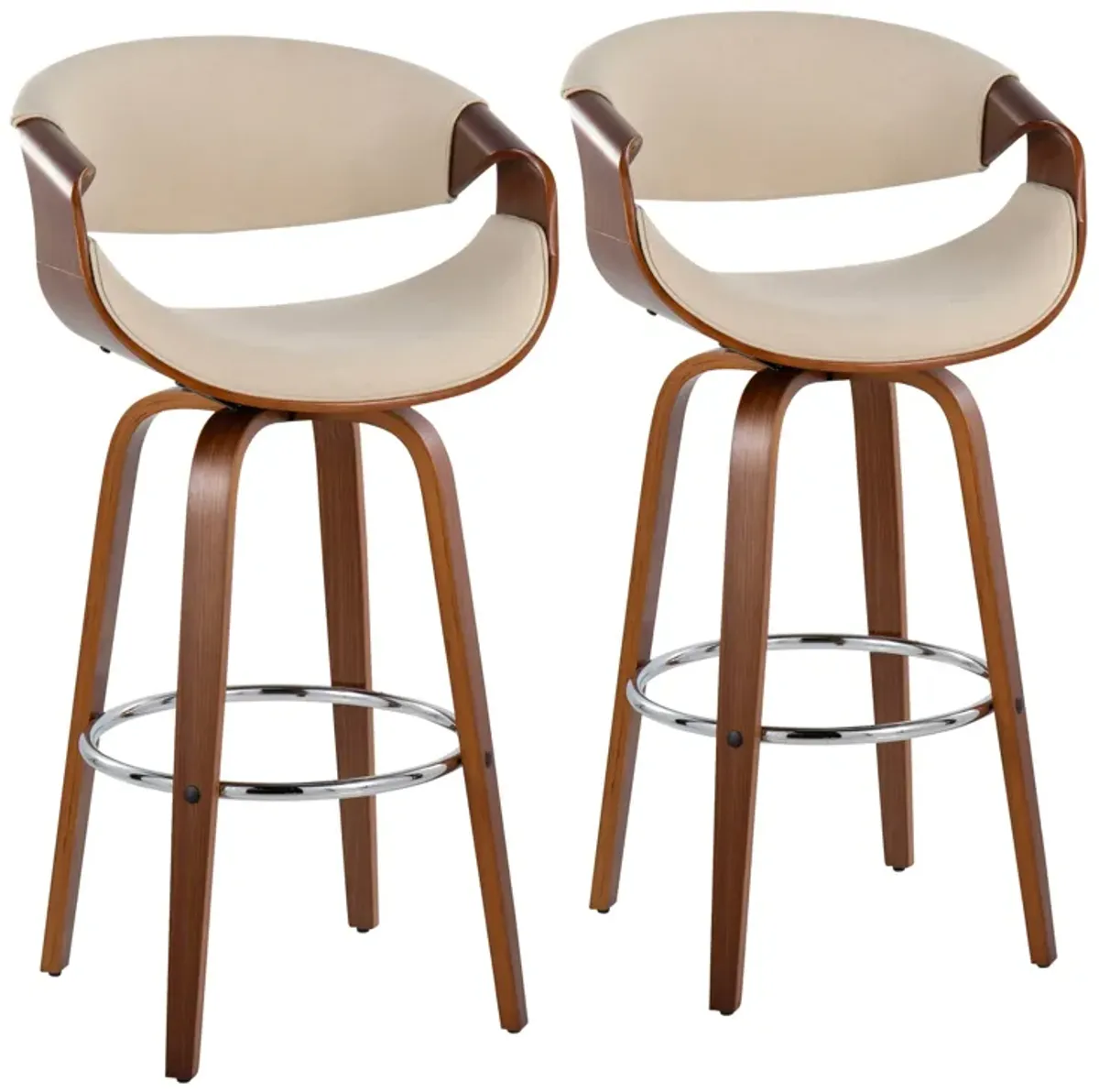 Curvini Mid - Century Modern Fixed Height Barstool With Swivel (Set of 2)