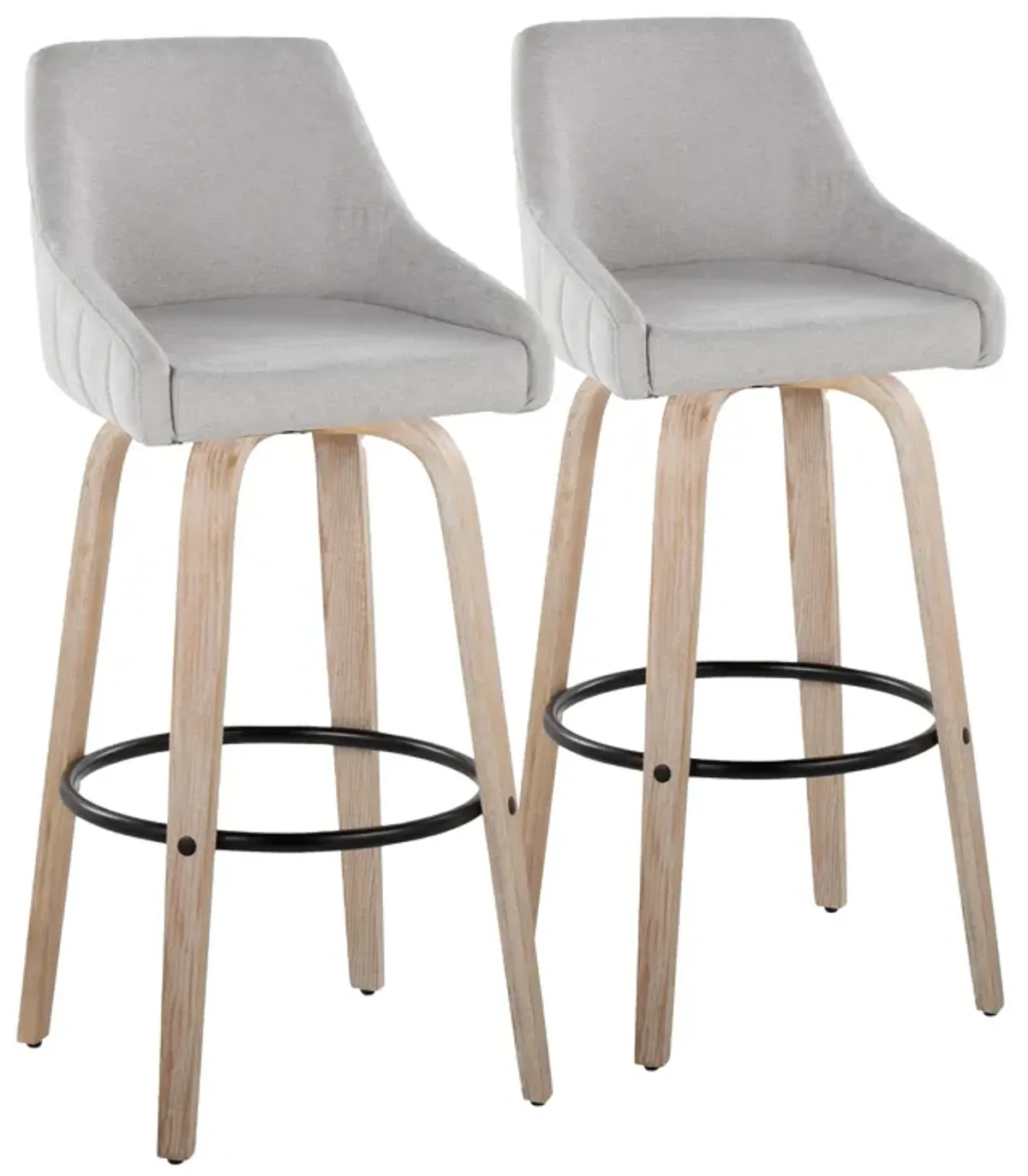 Hannah - Transitional Fixed Height Barstool With Swivel With Round Footrest (Set of 2)