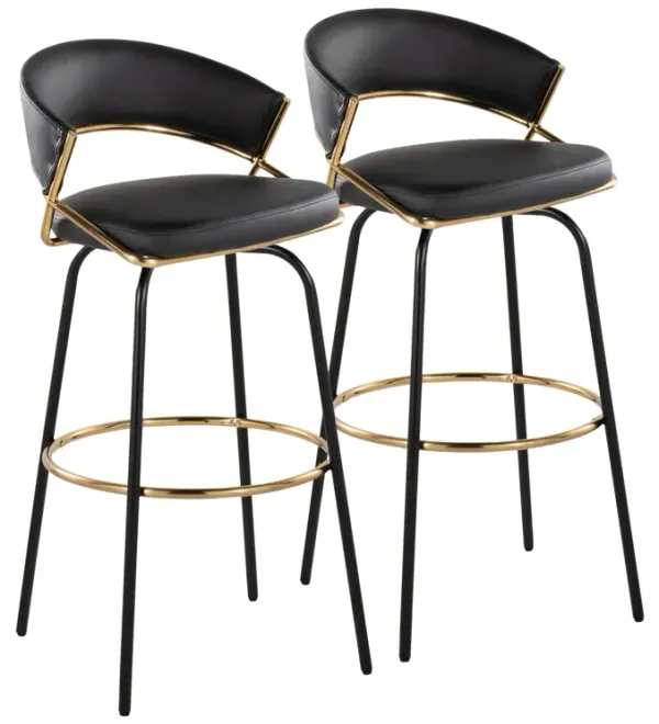 Jie - Fixed Height Contemporary Barstool With Swivel Round Footrest (Set of 2)